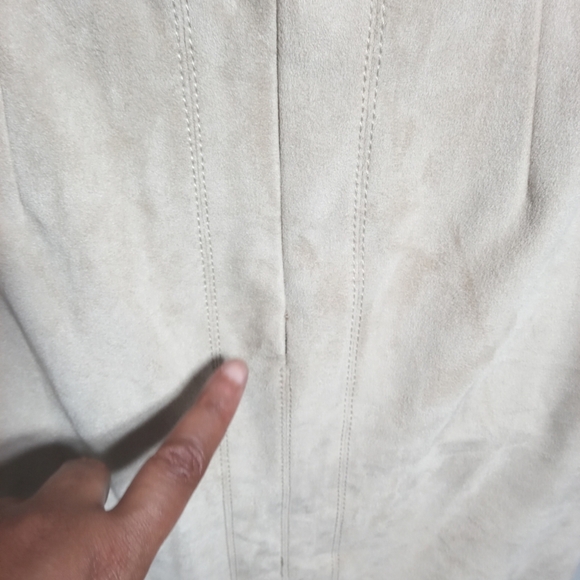 Mauve Women's Faux Suede High Waist Pencil Skirt Front Slit Flap Pocket Detail - Picture 9 of 9